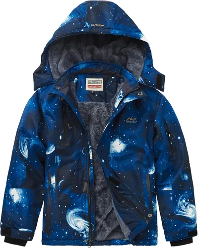Vista 27 de WULFUL - Chaqueta impermeable de esquí para niño, con capucha, forro polar cálido, abrigo de nieve para el invierno Agua