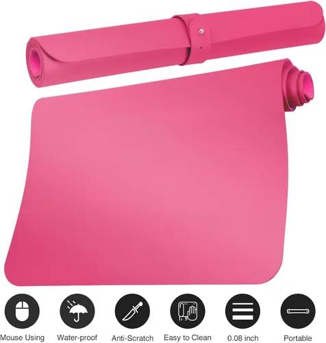 Vista 3 de Boutilon Protector de Cuero para Escritorio, Alfombrilla Antideslizante para Mouse, Alfombrilla de Escritorio para Laptop, Alfombrilla para Mouse
