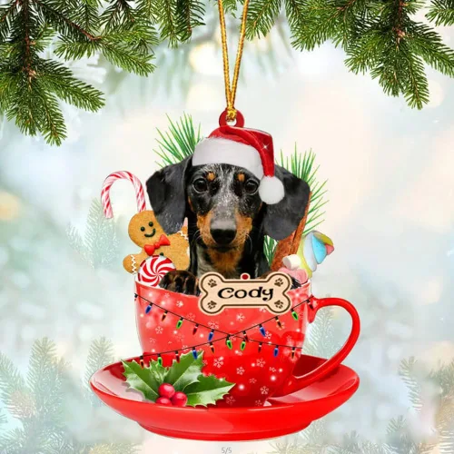 Vista 104 de NAZENTI Adorno personalizado de Alaskan Malamute en taza roja, adorno de Navidad personalizado para perros amantes de las mascotas, colgante