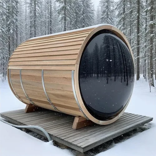 Vista 20 de Smartmak Sauna de vapor de barril al aire libre personalizada, 2-10 personas de cicuta canadiense/cedro rojo tradicional sala de sauna de madera