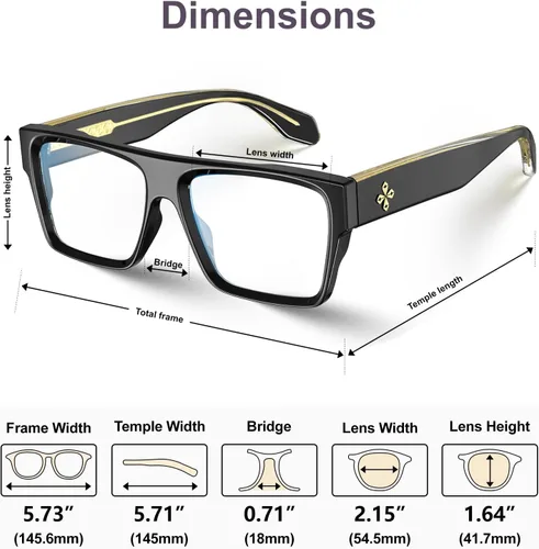 Vista 7 de VISOONE Square TR90 Non-Prescription UV400 Anti-Glare Computer Glasses Negro