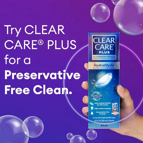 Vista 5 de CLEAR CARE PLUS Solución de lentes de contacto de limpieza y desinfección, 12 onzas líquidas