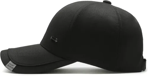 Vista 3 de Robately Gorra de béisbol para hombre de moda clásica lisa con picos de doble capa de perfil bajo, gorra de camionero de algodón ajustable suave