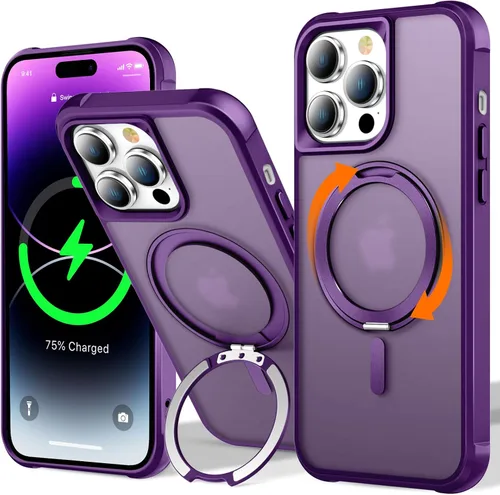 Vista 24 de UMIONE - Funda con diseño de anillo magnético giratorio de 360° para iPhone 11, soporte de bucle invisible integrado, compatible con Magsafe, funda