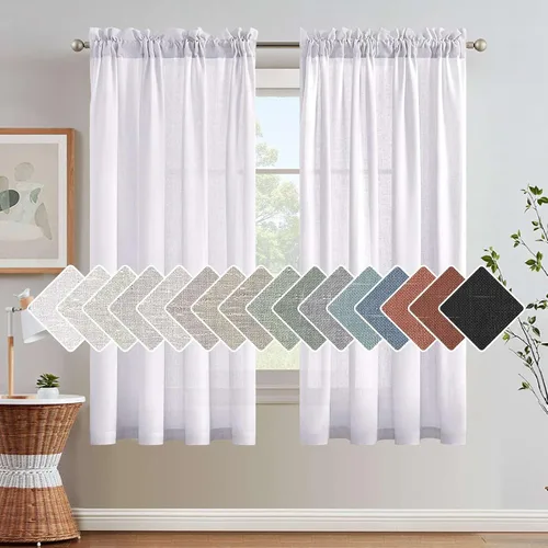 Vista 16 de H.VERSAILTEX Cortinas texturizadas de lino con filtro de luz para sala de estar, tratamiento de ventanas, cortinas naturales y duraderas