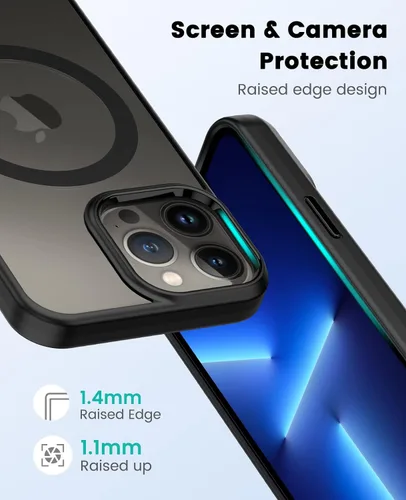 Vista 2 de Funda para iPhone 13 Pro compatible con MagSafe, funda magnética transparente para iPhone 13 Pro con funda protectora delgada a prueba de golpes