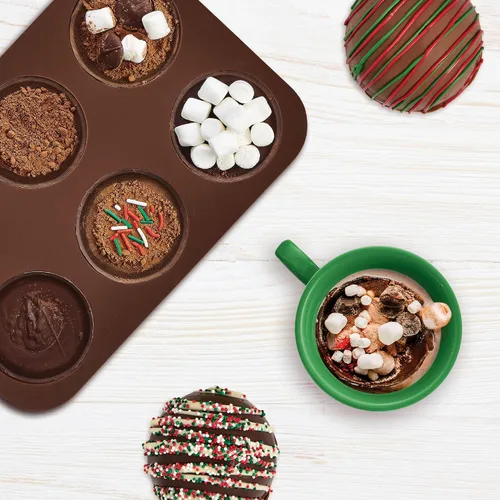Vista 5 de Mrs. Anderson's Baking Hot Cocoa Bomb Semi Sphere Forms, silicona antiadherente de grado europeo, juego de 2