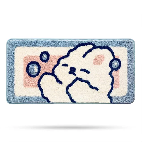 Vista 9 de Molesun Tapete de baño de conejo, extra suave y absorbente, lindo, lavable a máquina, tapete antideslizante de animales para bañera, ducha y baño