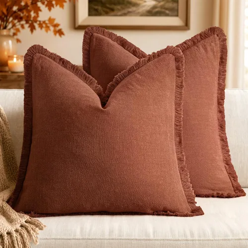 Vista 68 de MIULEE Fundas de almohada decorativas con flecos de lino bohemio beige 16 x
