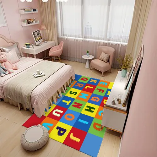 Vista 3 de Alfombra de aprendizaje para niños, alfombra ABC de 2 x 3 pies para niños, alfombra de aprendizaje de números del alfabeto, alfombra de juego