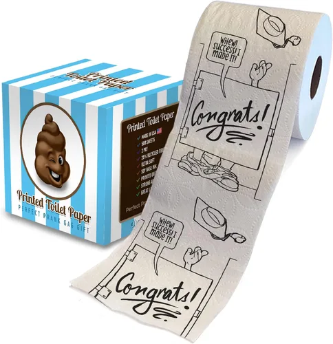 Vista 12 de Printed TP Papel higiénico impreso con texto en inglés "Congrats on Graduation", divertido rollo de papel higiénico para las mejores bromas