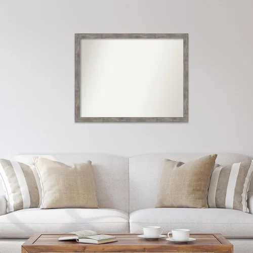 Vista 212 de Amanti Art Silver Bathroom Mirror for Over Sink, 26x35 Custom Made Marred Pewter Rectangle Vanity Mirror, Large Casual Wood Frame, Hangs Horizonally