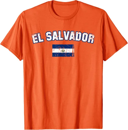 Vista 60 de EL SALVADOR Bandera Vintage Hombres Mujeres Niños Camiseta EL SALVADOR