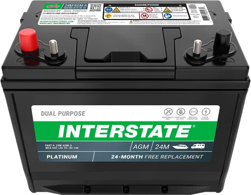 Vista 2 de Baterías interestatales Marine/RV Batería 12V 70Ah 750CCA Grupo 24 AGM