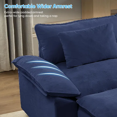 Vista 4 de Mjkone Sofá modular en forma de U de 118 pulgadas con otomana móvil, cómodo sofá modular de gran tamaño con cojín de doble capa, sofás de asiento