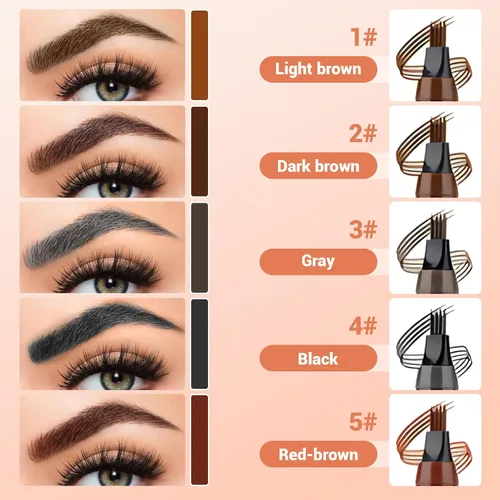Vista 5 de 2 lápices de cejas Microblading para mujer, lápiz de cejas Microblading impermeable mejorado con 4 tenedores, lápices mágicos de cejas mágicos