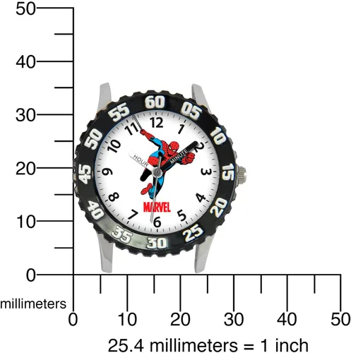 Vista 5 de Marvel Spider-Man - Reloj analógico de acero inoxidable con correa de nailon de cuarzo para niños, Multi, Reloj Spider-Man de acero