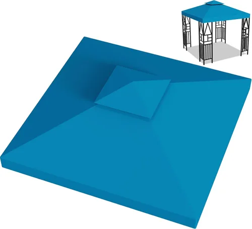 Vista 10 de Cubierta de repuesto para toldo de 10 x 10 pies, doble nivel, con 12 velcros, nailon impermeable con protección UV, refugio al aire libre para Verde