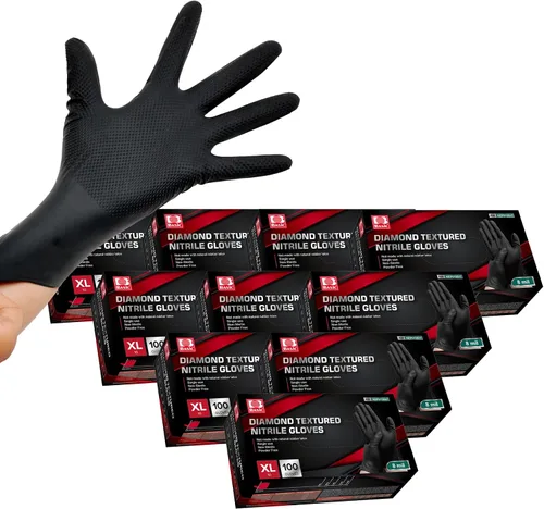 Vista 24 de Jointown Guantes Básicos de Nitrilo de Servicio Pesado, Guantes de Mecánico de Nitrilo Desechables de 8 Mil, con Textura de Diamante Elevada, Caja