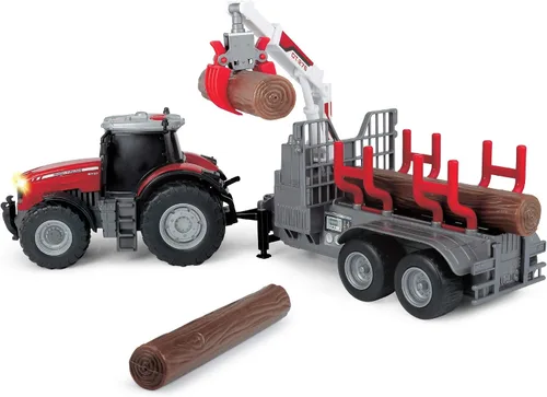 Vista 4 de Dickie Toys 203737003AMA Massey Ferguson 8737 203737003 Juguete con luz de fricción Sonido y Remolque, funciona con pilas, 16.5 in, multicolor
