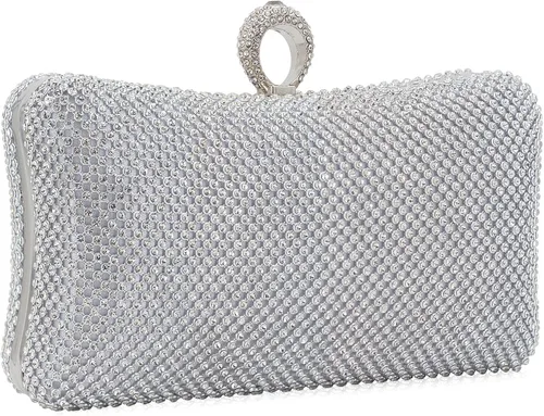 Vista 2 de Dexmay - Bolso de mano con diamantes de imitación y cierre de cristal, para fiesta nupcial de boda