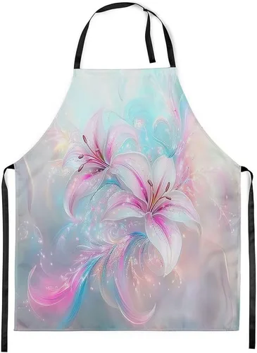 Vista 18 de Castle Fairy Delantal de cocina de flores rústicas Acuarela Hojas Delantal floral
