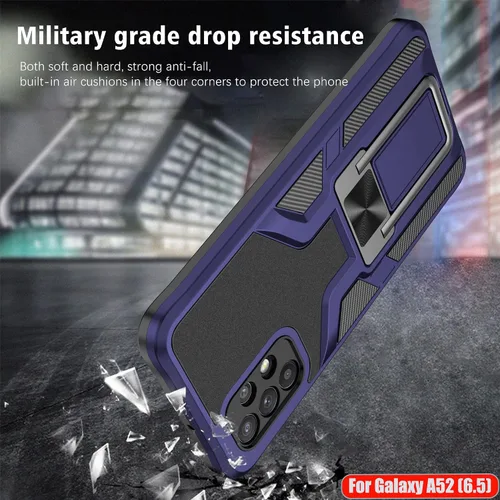 Vista 6 de Funda de teléfono magnética sólida y duradera compatible con Samsung Galaxy A52 (5G) de grado militar, a prueba de golpes, doble protección