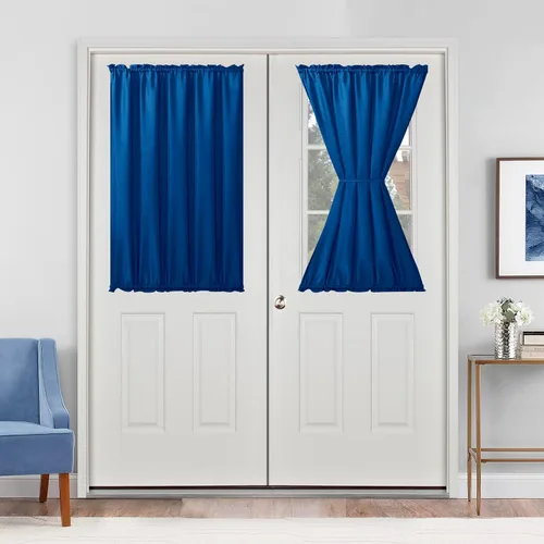 Vista 85 de Cortinas para puerta francesa, color aguamarina, 24 pulgadas de ancho x 40 pulgadas de largo, 1 panel Bolsillo para barra, semitransparente