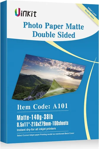 Vista 11 de Uinkit Papel para Folletos Brillante de Doble Cara 8.5x11 Inyección de Tinta 37lb 140gsm Tinta de Tinte Papel Fotográfico Delgado para Fotos