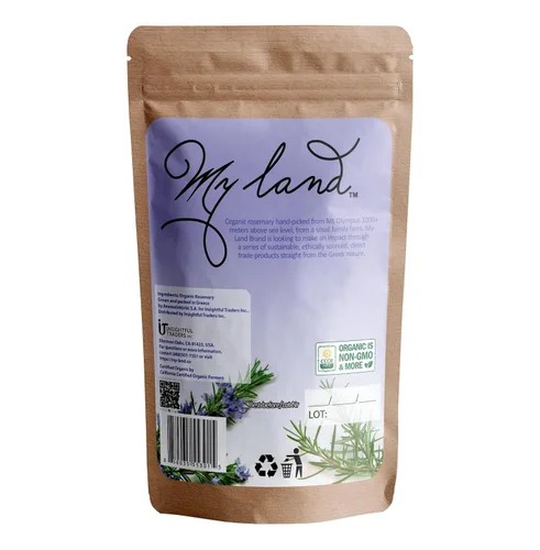 Vista 8 de My Land Hojas de romero secas orgánicas, hojas sueltas griegas, 1.76 oz (50 g) USDA Orgánico de Mt. Olympus, Grecia; romero mediterráneo de hoja