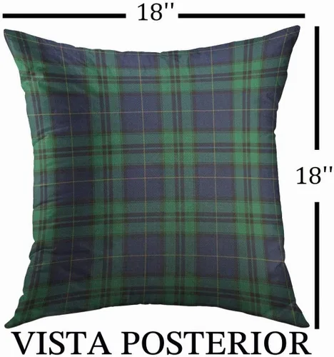 Vista 2 de Mugod - Funda de almohada decorativa para sofá y sofá, funda de almohada tradicional a cuadros para decoración del hogar, 18 x 18 pulgadas