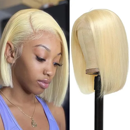 Vista 25 de UTIDE Peluca de cabello humano lacio de 5 x 5 pulgadas, peluca frontal de encaje frontal transparente HD de 150 %, peluca frontal corta y recta de 5