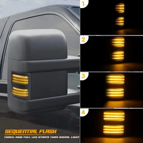 Vista 2 de Luces intermitentes secuenciales para espejo lateral Switchback de 3 filas, luces direccionales LED compatibles con Ford F250 F350 F450 Super Duty