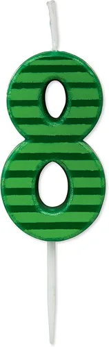 Vista 8 de Papyrus Vela de cumpleaños número 0, rayas verdes (1 unidad)