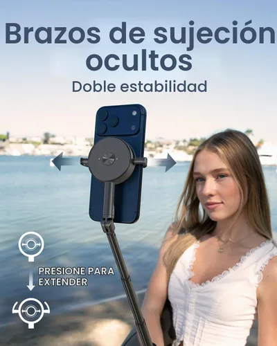 Vista 3 de KraftGeek - Trípode magnético para iPhone, montaje de doble cara para MagSafe 67" Auto-Open Selfie Stick Tripod, Hidden Clamp, Portable Phone