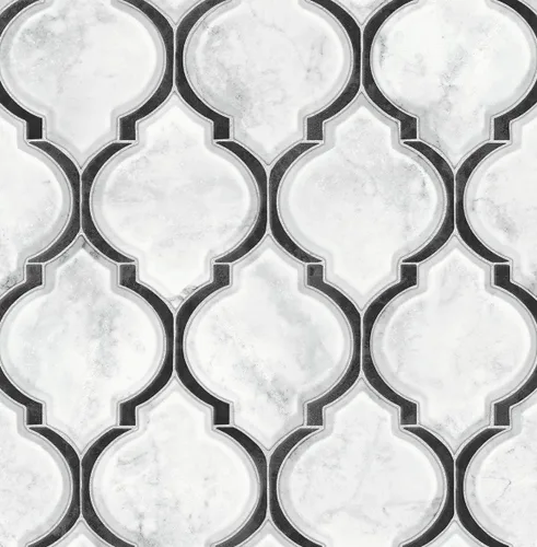 Vista 10 de NextWall Papel tapiz de vinilo y pelado de imitación de Ogee mármol (azul real y carrara)
