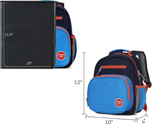 Vista 4 de mibasies Mochila para niñas y niños, ideal para niños y niñas, mochila para preescolar jardín de infantes y primaria, Azul oscuro, Niñito-7L