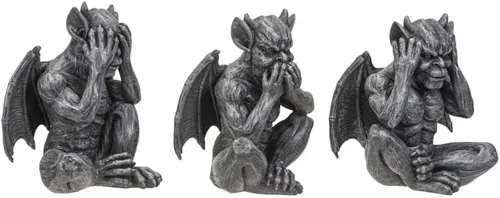 Vista 3 de Pacific Giftware Figura de gárgolas Hear, See, Speak No Evil de 5.98 pulgadas de altura, resina, decoración de mesa