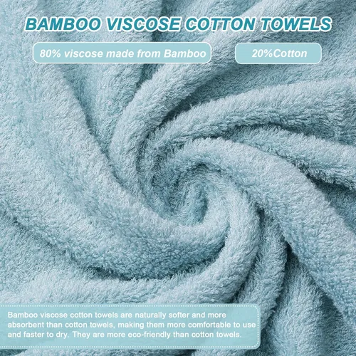 Vista 3 de Aibaser Toallas de baño, 27 x 54 pulgadas, naturales, ultra absorbentes, para baño, viajes, gimnasio, ducha y spa (juego de 6 piezas) (azul)