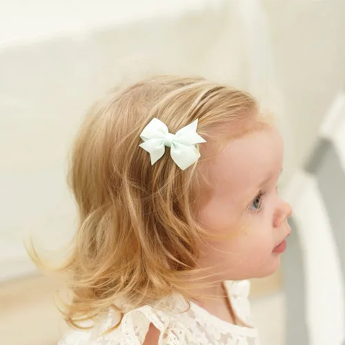 Vista 5 de 40 piezas de clips de lazos para el cabello de bebé de 2 pulgadas para niñas, cinta de grogrén totalmente forrada, clips para el cabello de bebés