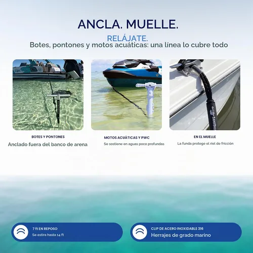 Vista 7 de SandShark Línea de muelle elástico de anclaje de alta calidad. Accesorios de barco Línea de anclaje que absorbe los golpes en anclajes y muelles