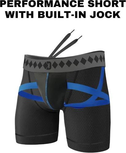 Vista 3 de Diamond MMA Pantalón corto de compresión con correa de jock integrada y sistema de copa atlética