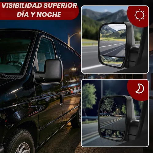 Vista 6 de PZ Espejo lateral manual de doble vidrio para puerta del lado del conductor delantero Compatible con 2002-2008 FORD E150 E250 E350 E450 E550 Club
