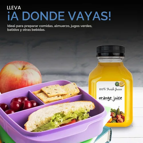 Vista 6 de Botellas de jugo de 8 onzas con tapas, recipientes reutilizables de plástico transparente para bebidas (paquete de 12) - Mini botellas de agua