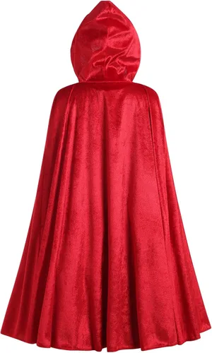 Vista 5 de FYMNSI Disfraz de Halloween de lujo para niñas con capucha roja, capa tradicional, cuento de hadas, disfraz de princesa cosplay