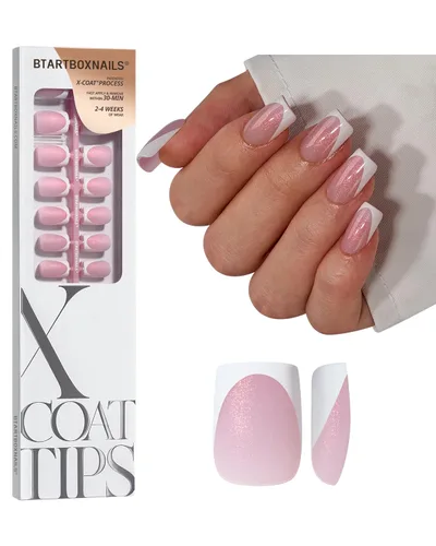 Vista 17 de BTArtboxnails XCOATTIPS - Punta francesa blanca a presión, cuadrado L, purpurina rosa Lamp-Curable 4-Week Wear, Salon Quality Value at Home