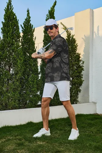 Vista 4 de Camisas de golf divertidas para hombre, camisas polo hawaianas de los años 80, camisas polo divertidas hawaianas para playa, verano, golf