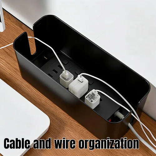 Vista 7 de Juego de organizador de cables 1L+1 pequeño con 4 bridas de silicona, caja de organización de cables de 2 piezas, organizador de cables de tapa