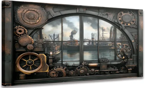 Vista 11 de Arte de pared mecánico floral para mujer, arte de pared de metal steampunk, retrato de diosa de diosa, impresión en lienzo vintage, escultura