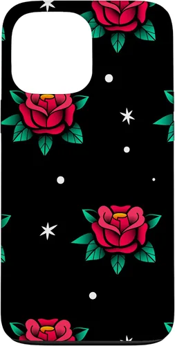 Vista 23 de Roses Fifties Black Red Rockabilly Pinup Rose Retro Fashion Case for iPhone 17